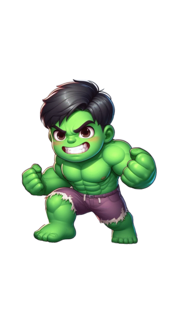 Hình chibi bé trai ghép mặt với siêu anh hùng Hulk