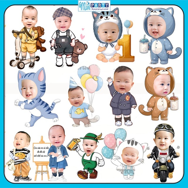 in áo, ly, balo, sticker có hình chibi bé trai