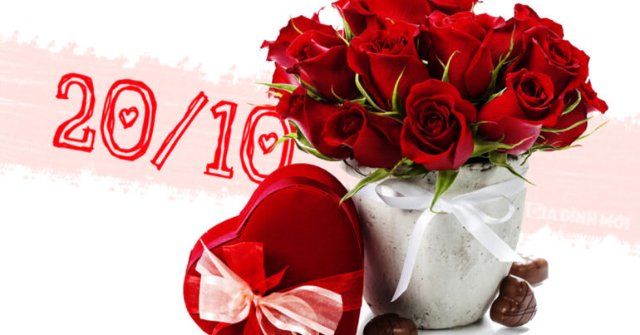 Ảnh 20/10 về hoa tươi thắm và hộp quà lãng mạn