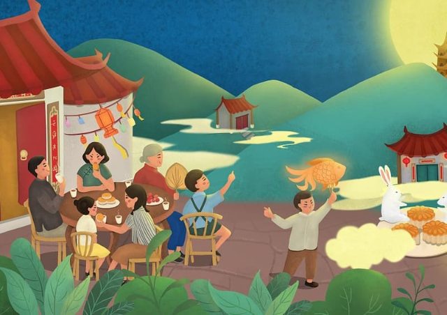 Bộ hình ảnh Tết Trung thu đoàn viên ý nghĩa