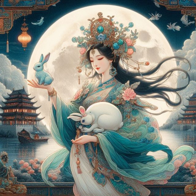 Bộ hình ảnh Trung Thu chủ đề chị Hằng và thỏ Ngọc