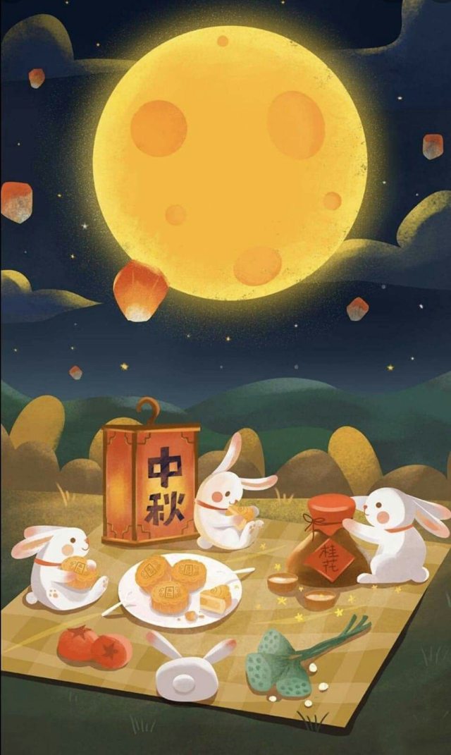 Bộ hình ảnh Trung Thu chủ đề trăng rằm dễ thương