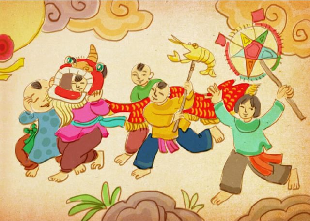 Bộ hình vẽ Tết Trung Thu múa lân
