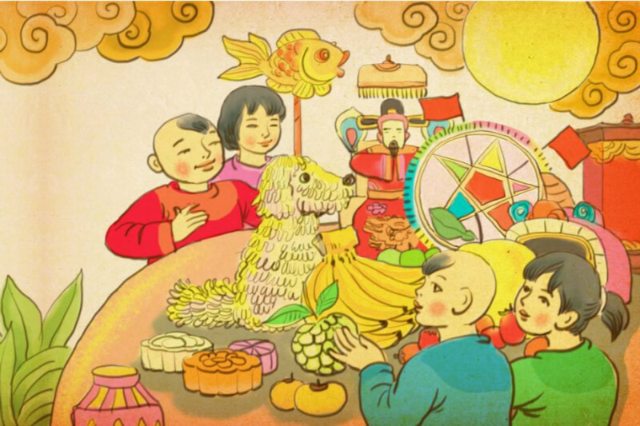 Bộ hình vẽ Tết Trung Thu phá cỗ