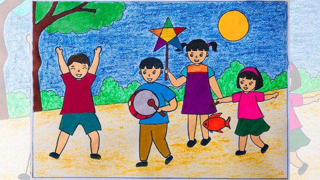 Bộ hình vẽ Tết Trung Thu rước đèn