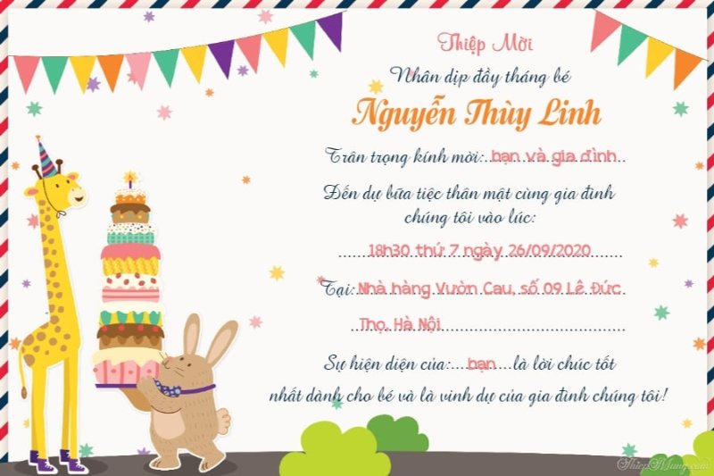 Cách thiết kế thiệp mừng đầy tháng với lời chúc sáng tạo