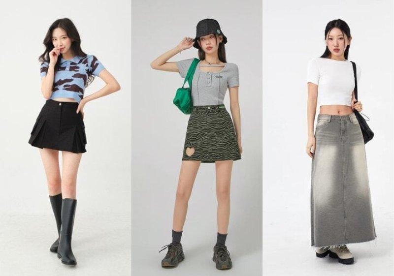 Chân váy chữ A + áo croptop