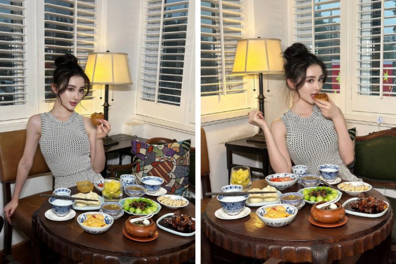 Tạo dáng đáng yêu cùng bánh trung thu