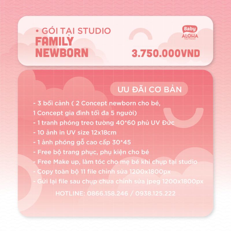 Gói chụp tại studio cho family và bé newborn