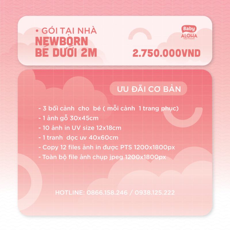 Gói tại nhà cho bé newborn dưới 2 tháng