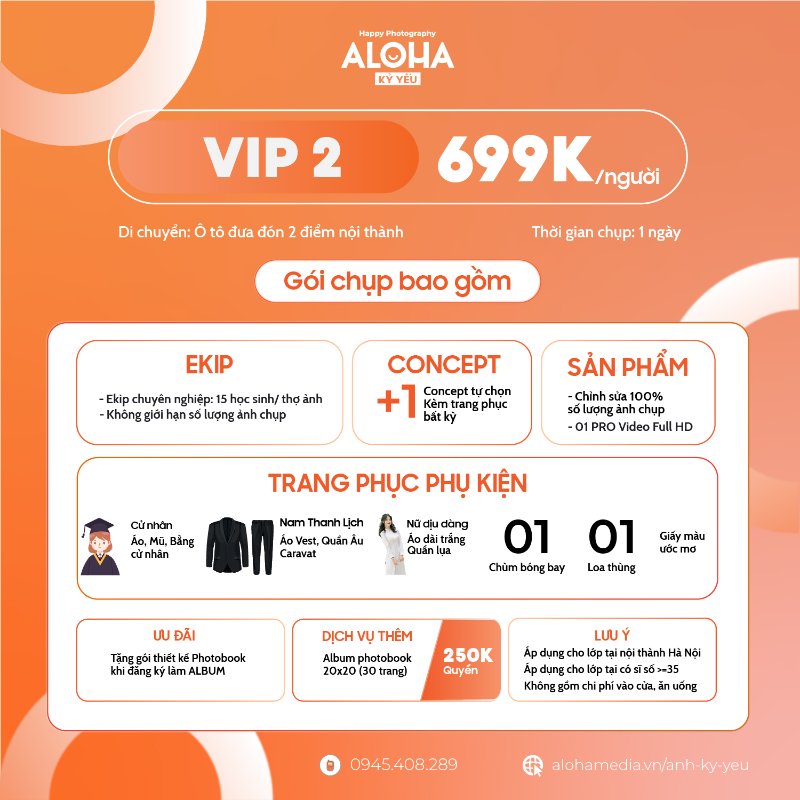 Gói Vip 2 - Chụp Kỷ Yếu