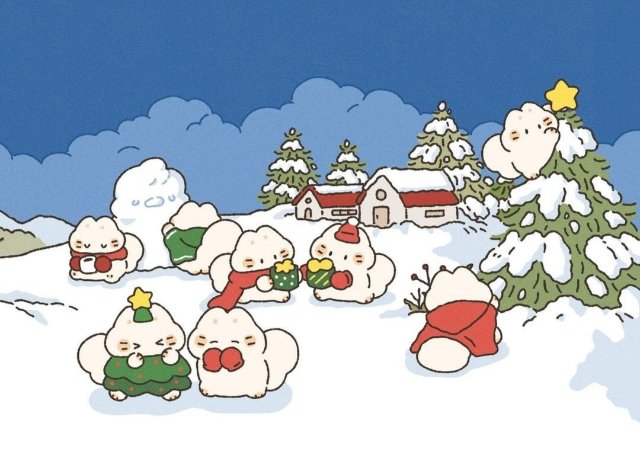 Background Giáng Sinh anime dễ thương