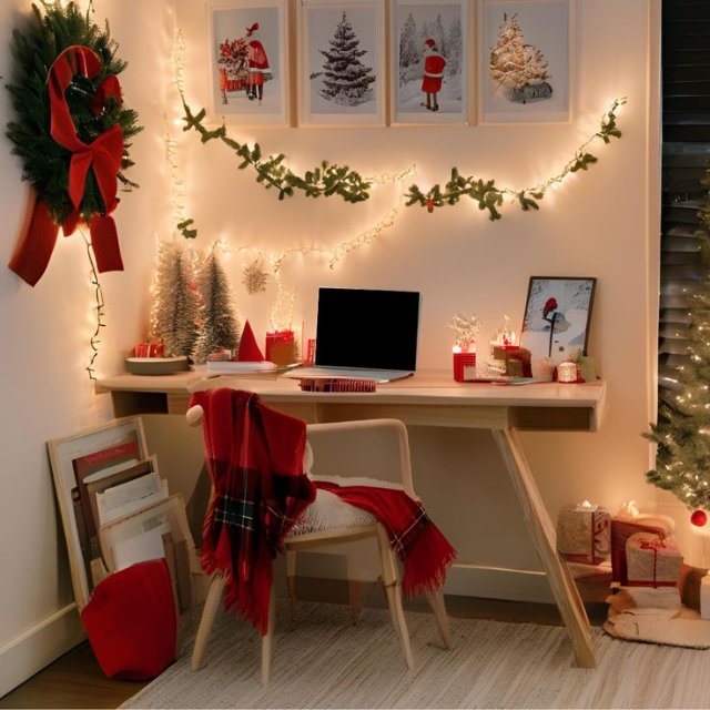 Bộ ảnh gợi ý phong cách trang trí Giáng sinh không gian làm việc