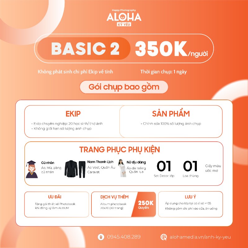 Giá chụp kỷ yếu Tỉnh - Gói BASIC 2