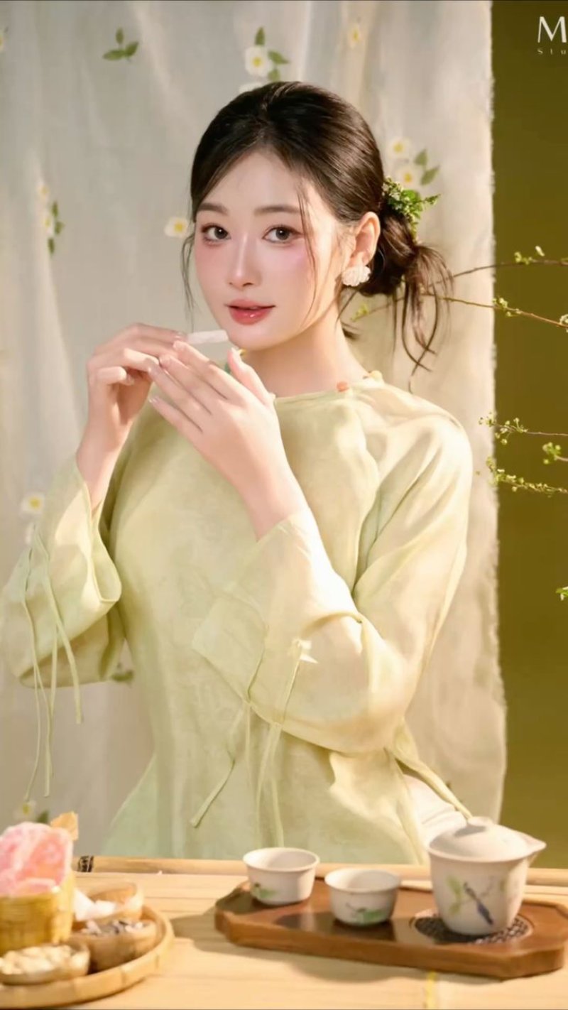 Chụp ảnh áo dài tết gam pastel, trung tính