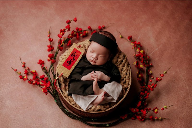 Concept chụp ảnh Tết bé newborn