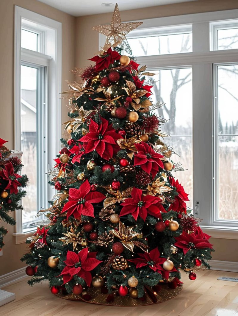 Trang trí cây thông Noel với bông trạng nguyên