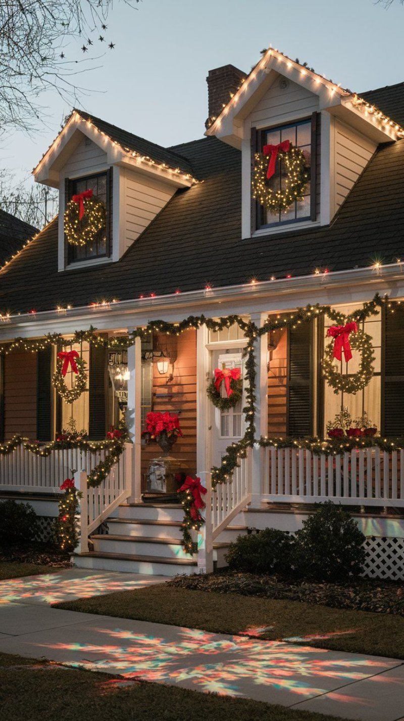 Trang trí giáng sinh ngoài trời quanh hiên nhà