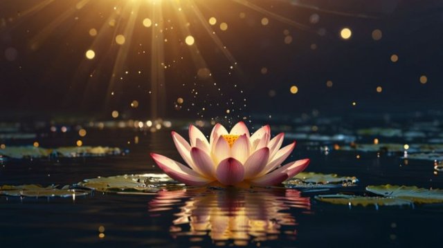 Ảnh hoa sen ban đêm làm nền máy tính 2026