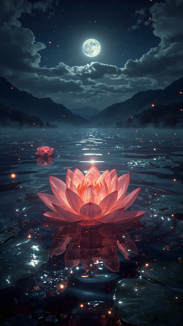 Ảnh hoa sen ban đêm lung linh