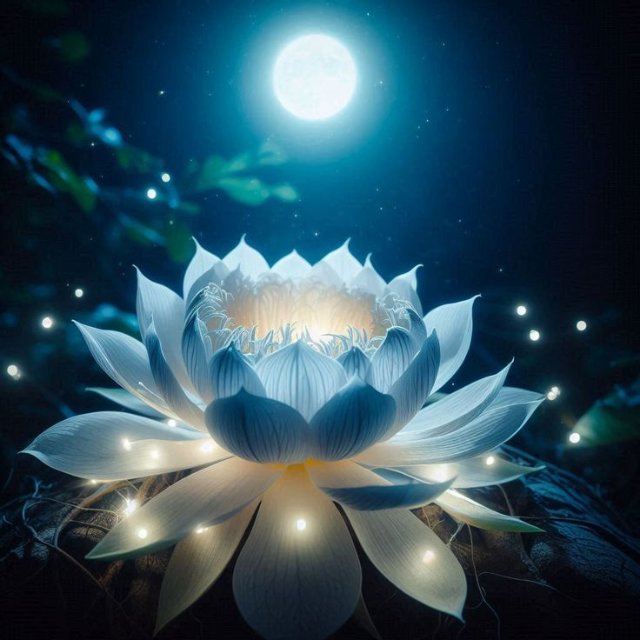 Ảnh hoa sen chụp ban đêm làm nền máy tính độc lạ