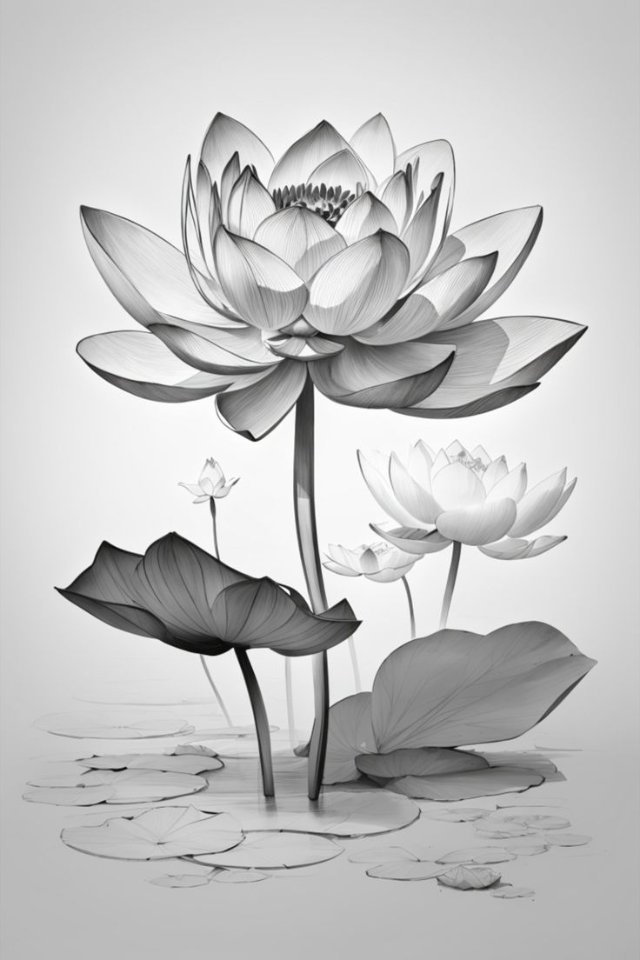 Ảnh hoa sen đen trắng trong nghệ thuật và thiết kế