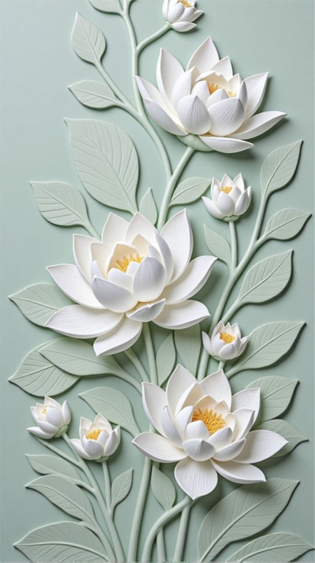 Ảnh hoa sen trắng trong kiến trúc trang trí