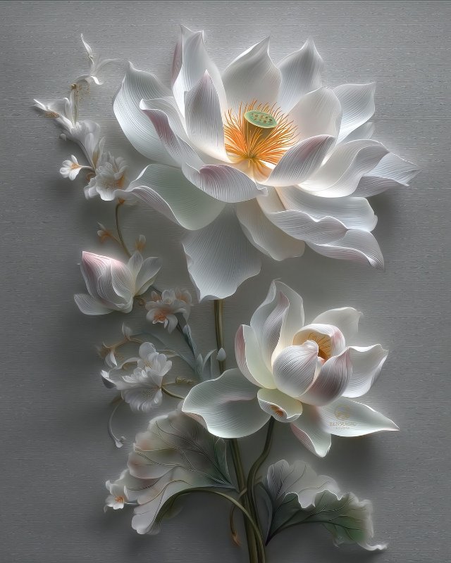Ảnh hoa sen trắng trong nghệ thuật trang trí