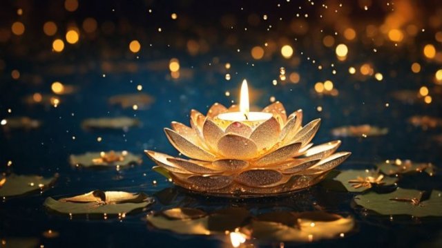 Ảnh hoa sen vàng ban đêm làm nền máy tính