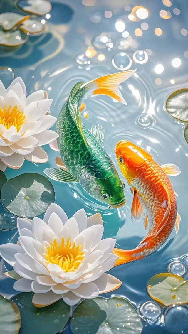 Ảnh nền hoa sen cá chép đẹp