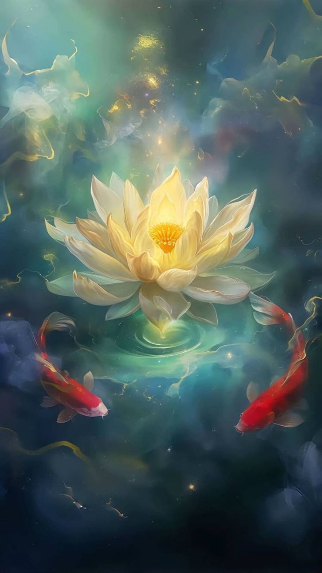 Ảnh nền hoa sen cá chép độc đáo