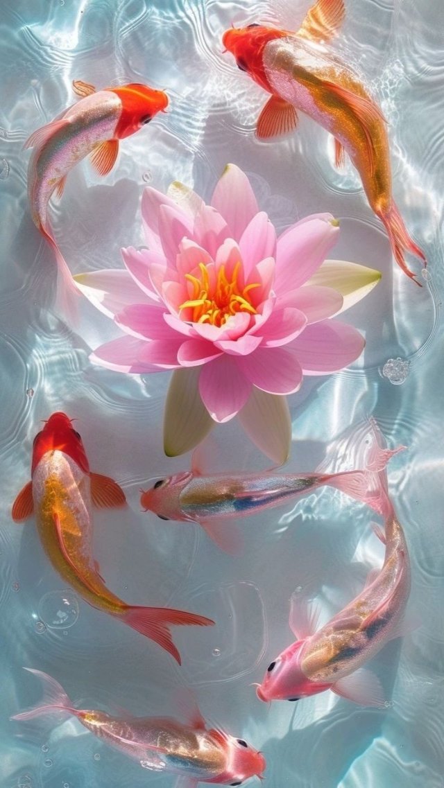 Ảnh nền hoa sen cá chép mới nhất