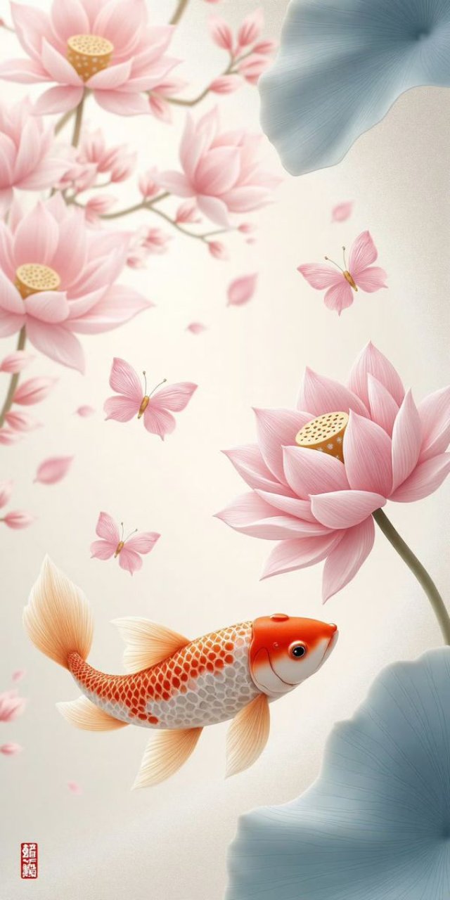 Ảnh nền hoa sen cá chép