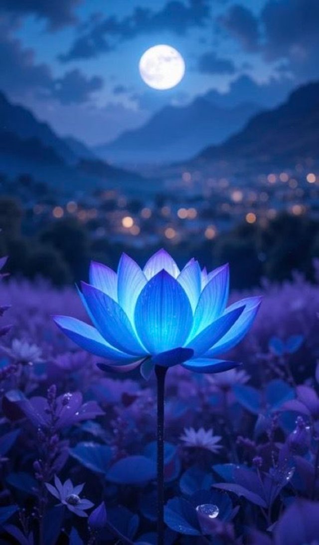 Ảnh nền hoa sen màu xanh độc lạ