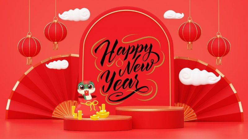 Background Tết Nguyên Đán 2026 với lồng đèn đỏ