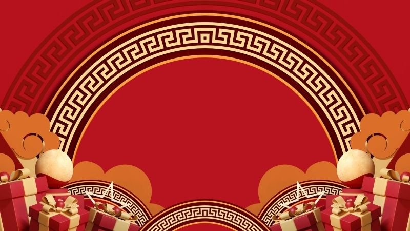 Background Tết Nguyên Đán 2026 với lồng đèn quà