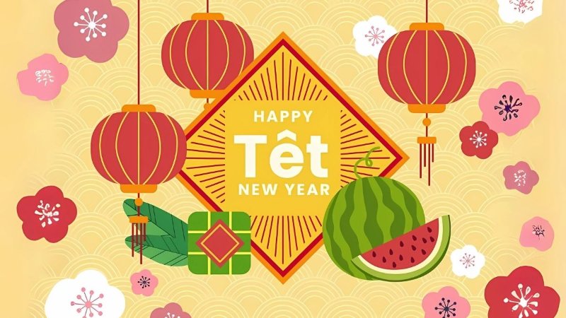 Background Tết Nguyên Đán màu vàng xinh