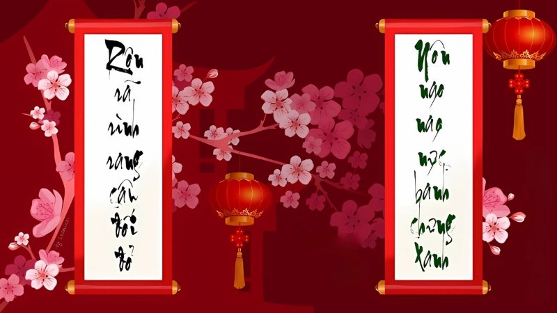 Background Tết cho standee - ấn phẩm quảng cáo cho doanh nghiệp