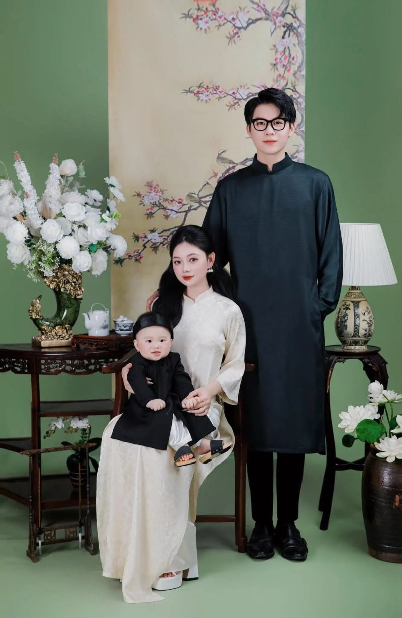 Backgroundhoa xanh cho studio - backdrop chụp ảnh gia đình