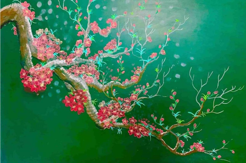 Hình ảnh Tết vẽ trên bảng độc lạ