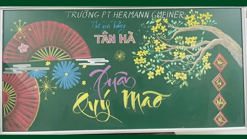 Hình ảnh Tết vẽ trên bảng sáng tạo đẹp