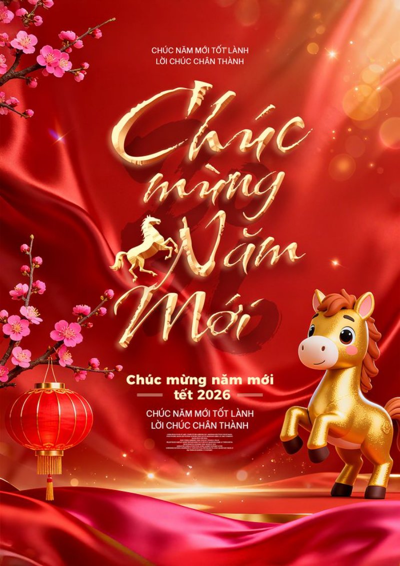 Hình ảnh chúc Tết Bính Ngọ 2026 truyền thống