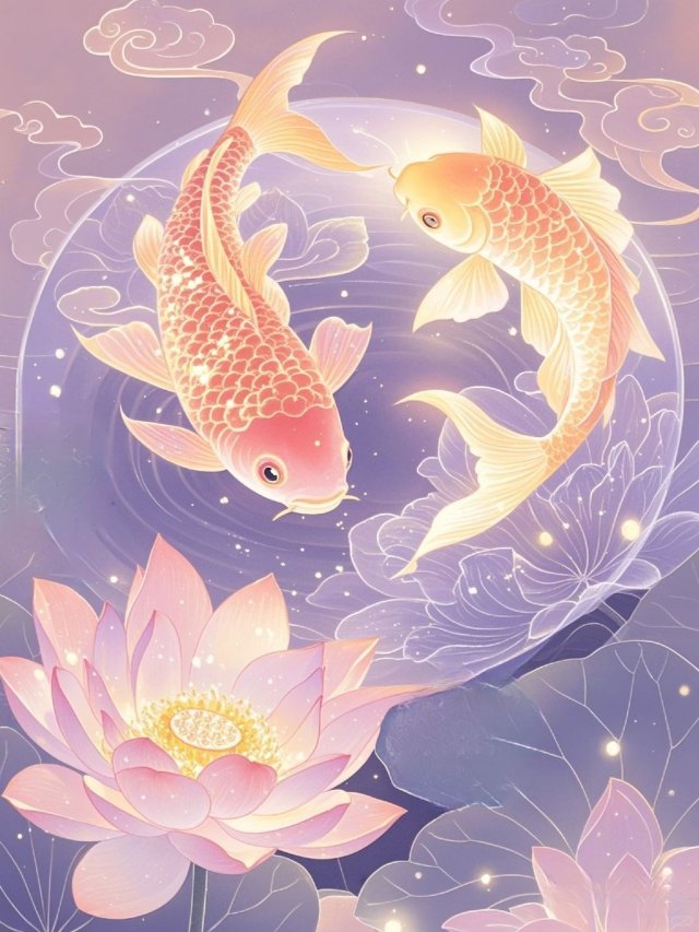 Hình nền hoa sen cá chép cực xinh