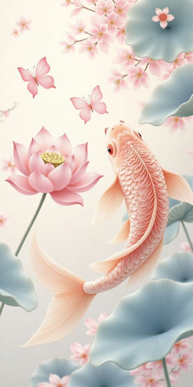 Hình nền hoa sen cá chép độc đáo