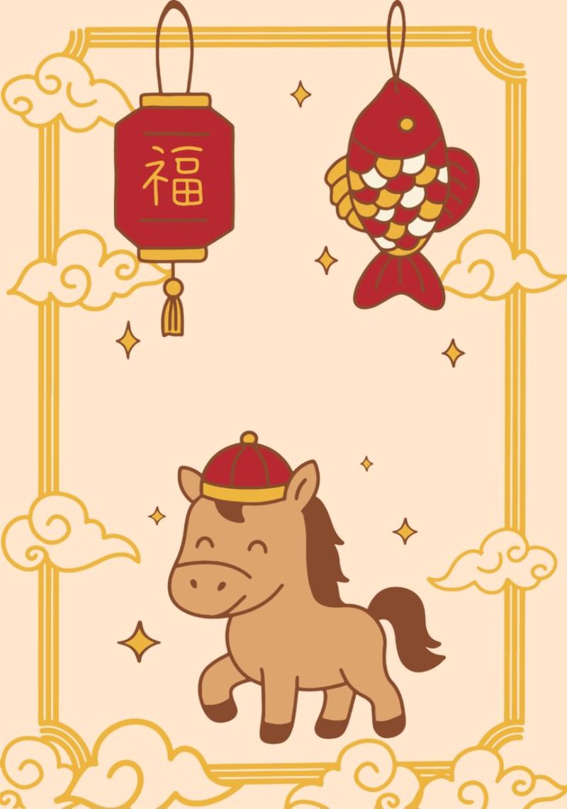 Hình vẽ Tết Nguyên Đán năm ngựa cute