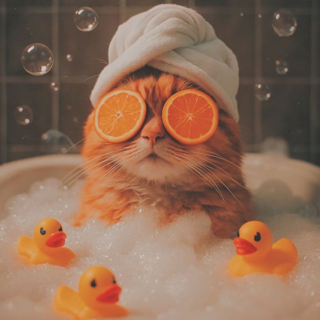 Meme mèo đi tắm siêu chill
