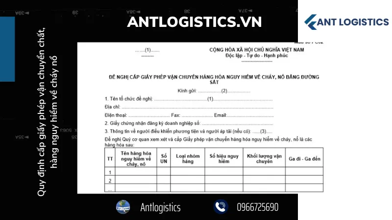Giấy đề nghị cấp giấy phép vận chuyển hàng hoá nguy hiểm về cháy, nổ 