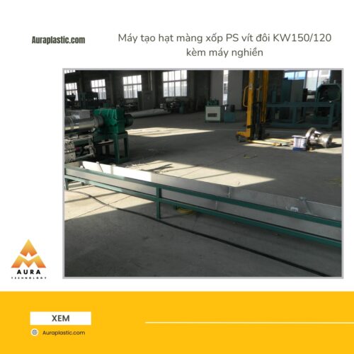Máy tạo hạt màng xốp PS vít đôi KW150_120 kèm máy nghiền
