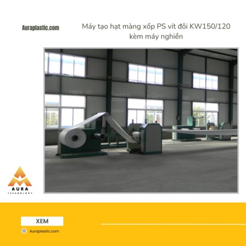 Máy tạo hạt màng xốp PS vít đôi KW150_120 kèm máy nghiền