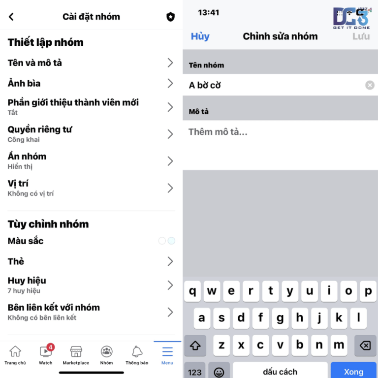 cách đổi tên nhóm fb